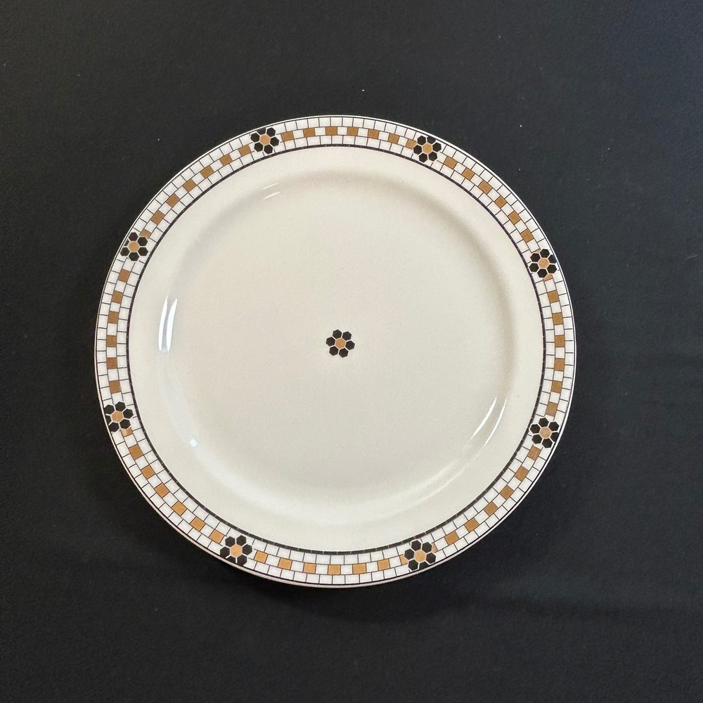 8" Anthropologie Bistro Tile Stoneware 24k Gold Accent Small Side Plate‎